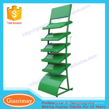 high quality customized unique 5 shelves wave style floor standing grass display rack